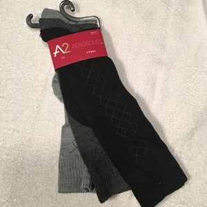 NWT 3 pairs black and gray A2 by Aerosoles knee socks